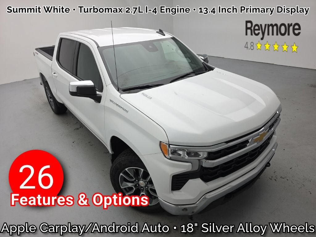 2026 Chevrolet Silverado 1500 LT (2FL) in Summit White — front three-quarter view