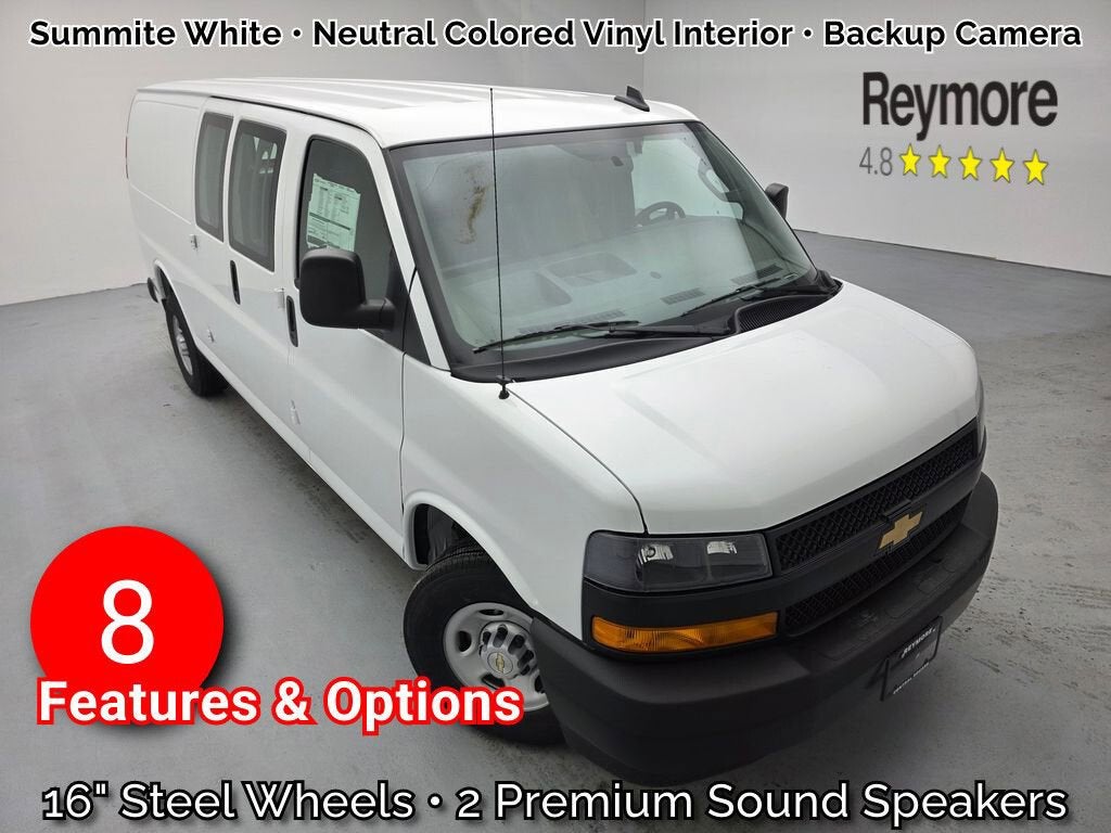 2026 Chevrolet Express Cargo WT in Summit White — front three-quarter view