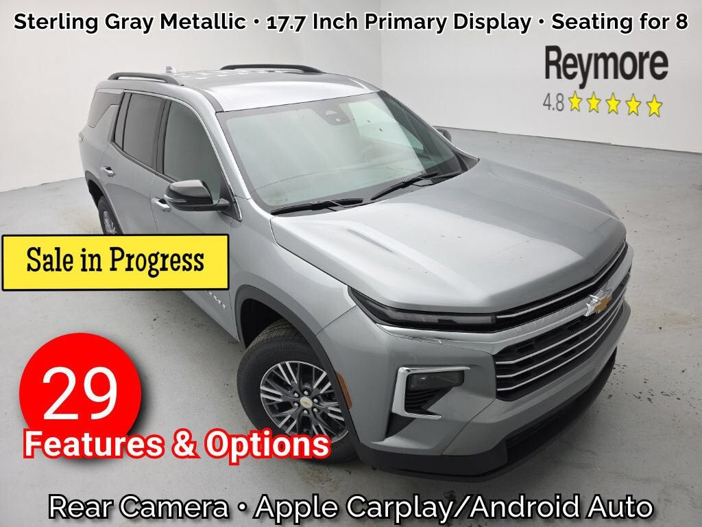 2026 Chevrolet Traverse LT in Sterling Gray Metallic — front three-quarter view