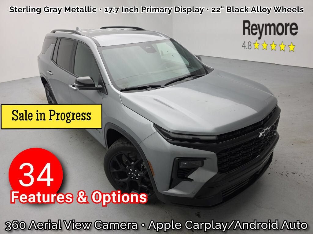2026 Chevrolet Traverse RS in Sterling Gray Metallic — front three-quarter view