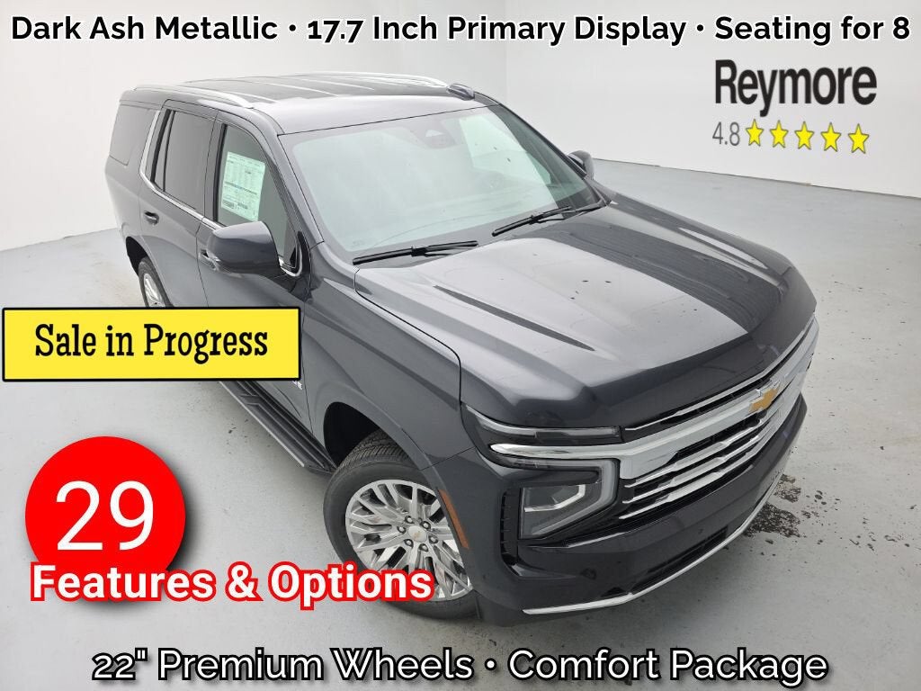 2026 Chevrolet Tahoe LT in Dark Ash Metallic — front three-quarter view