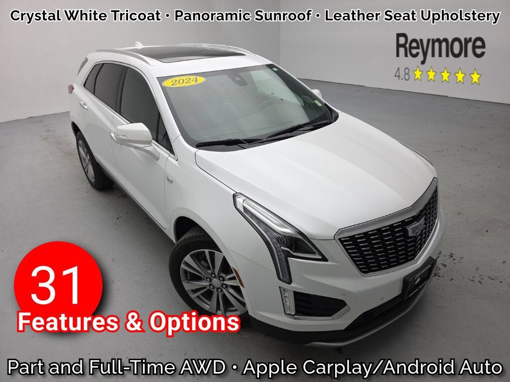 2024 Cadillac XT5 Premium Luxury in Crystal White Tricoat — front three-quarter view