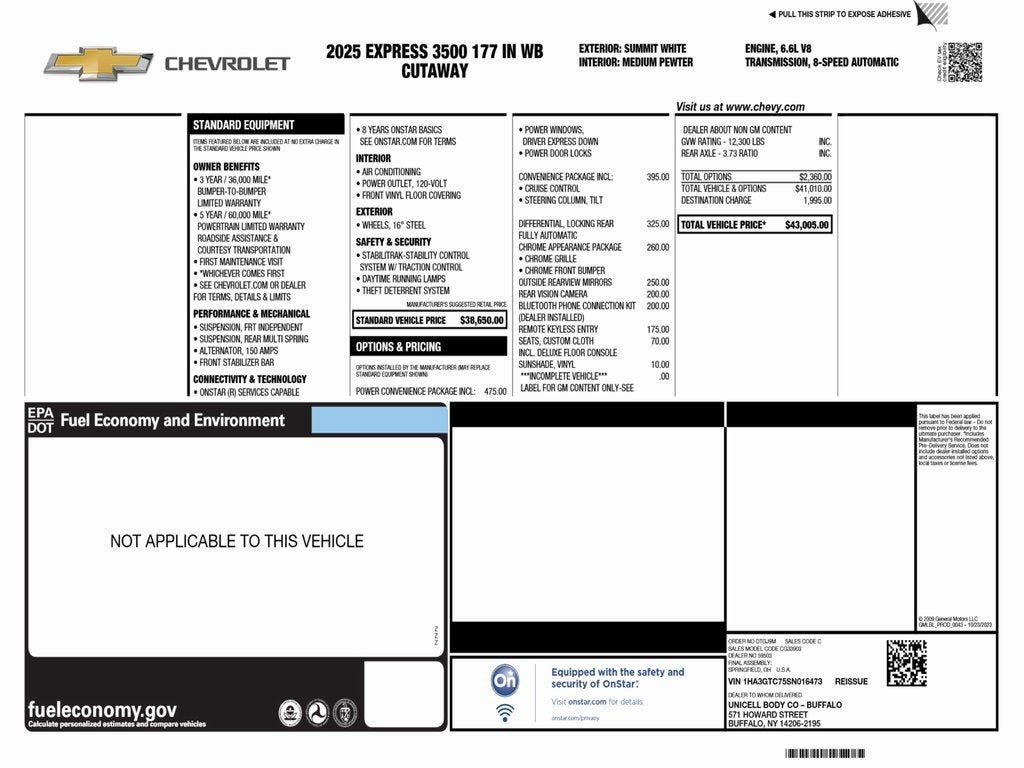 2025 Chevrolet Express Cutaway 3500 — rear three-quarter view