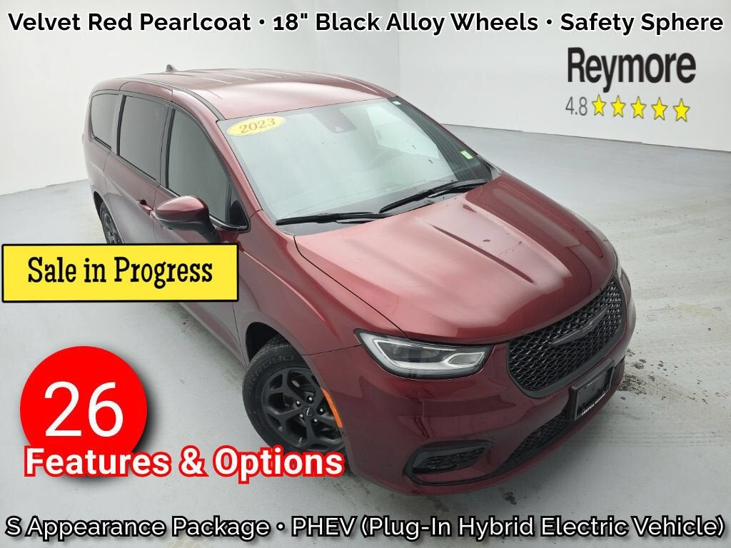 2023 Chrysler Pacifica Hybrid Touring L in Red — front three-quarter view
