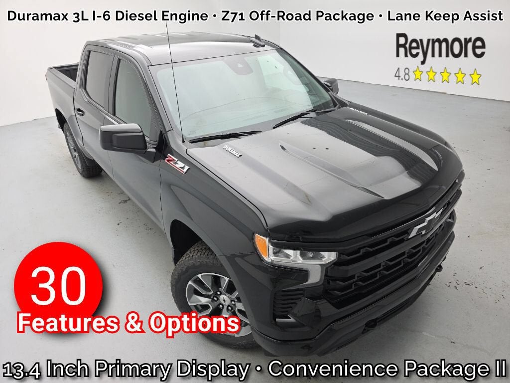 2026 Chevrolet Silverado 1500 RST in Black — front three-quarter view