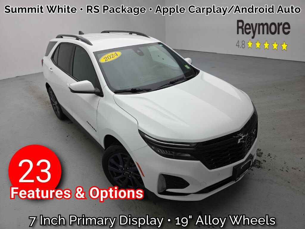 2024 Chevrolet Equinox RS in Summit White — front three-quarter view