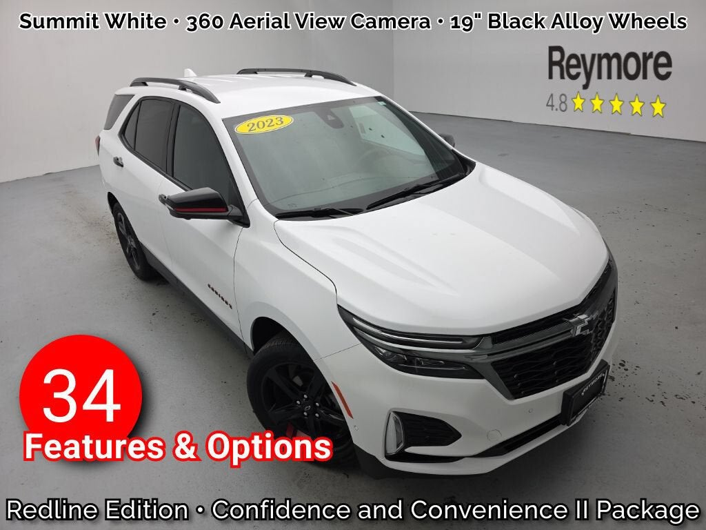 2023 Chevrolet Equinox Premier in Summit White — front three-quarter view