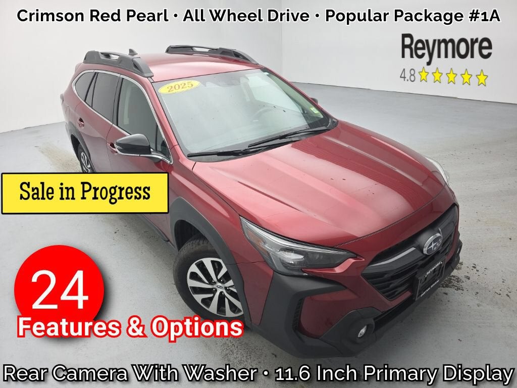 2025 Subaru Outback Premium in Red — front three-quarter view