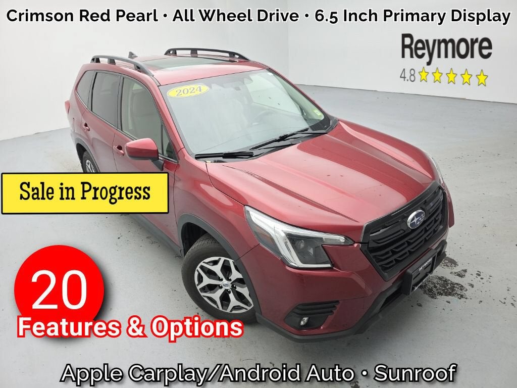 2024 Subaru Forester Premium in Red — front three-quarter view