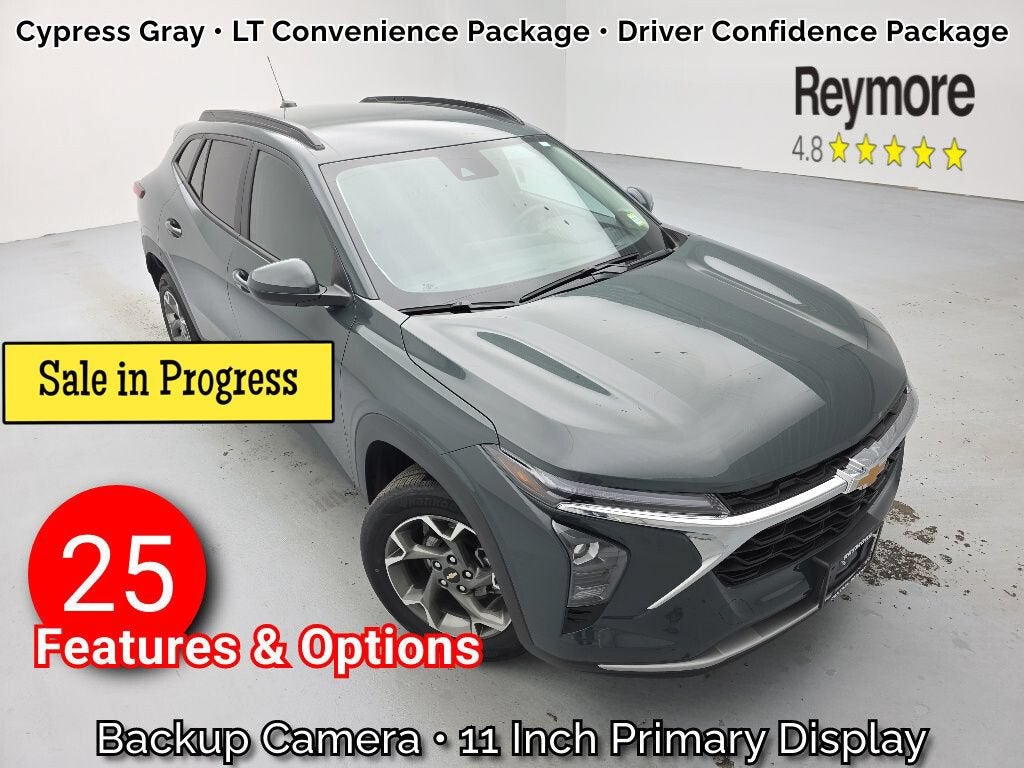 2025 Chevrolet Trax LT in Cypress Gray — front three-quarter view