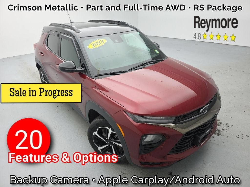 2023 Chevrolet Trailblazer RS in Crimson Metallic — front three-quarter view